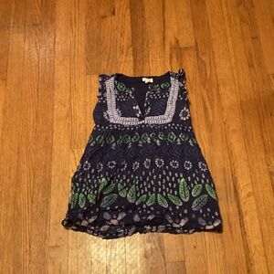 Cat & Jack Navy and Green Patterned Top